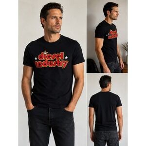 Diesel Disco Industry Graphic Tee Men's S Black Retro Y2K Logo T Shirt